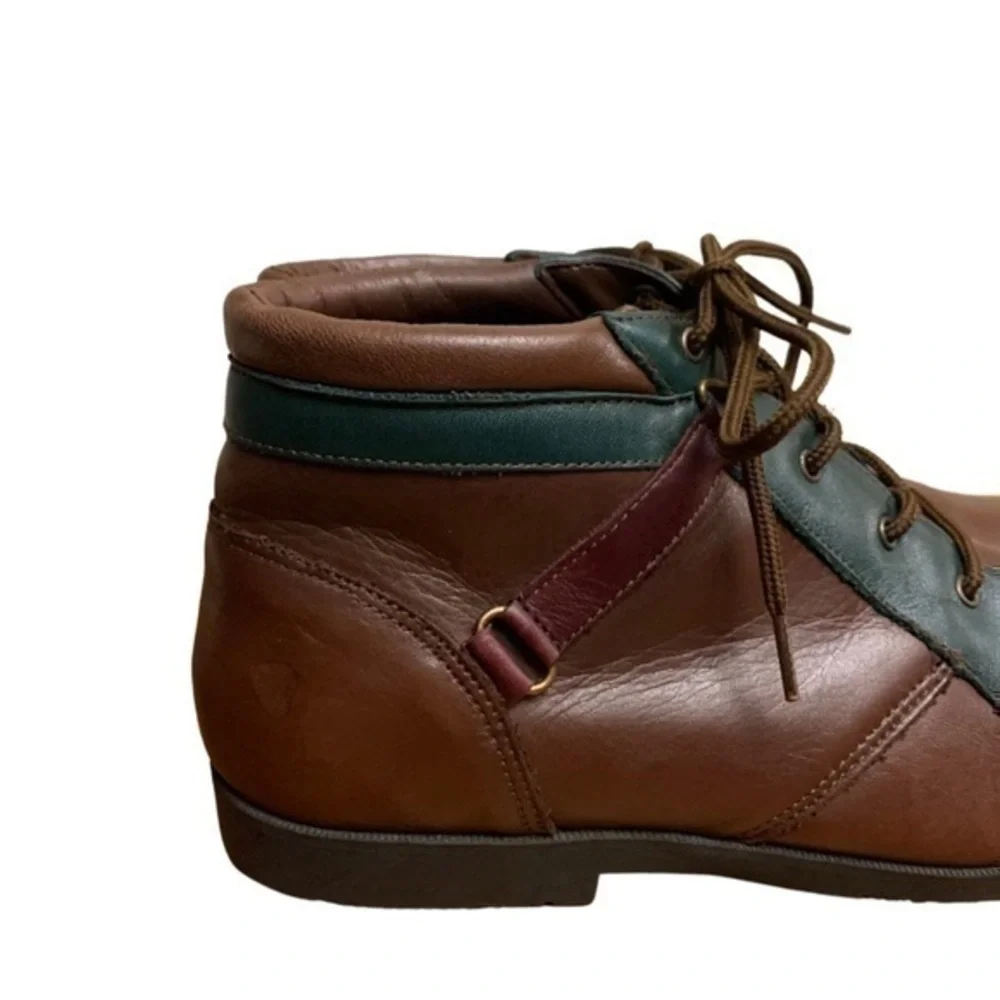 Vintage • Brown Leather Equestrian Granny Ankle Boots 7 ASO Violet Harmon